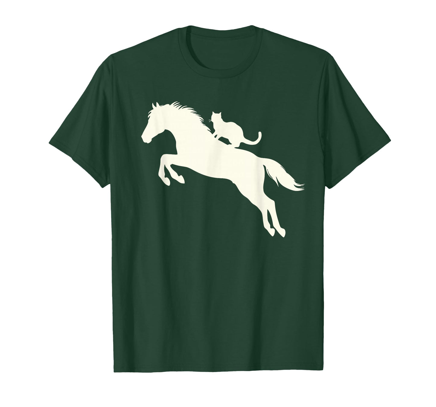 Horseback Riding Cat Silhouette for Animal Lovers Funny Cat T-Shirt