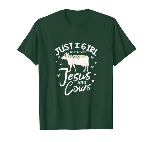 Cow Jesus Christian Just A Girl Who Loves Jesus and Cows T-Shirt