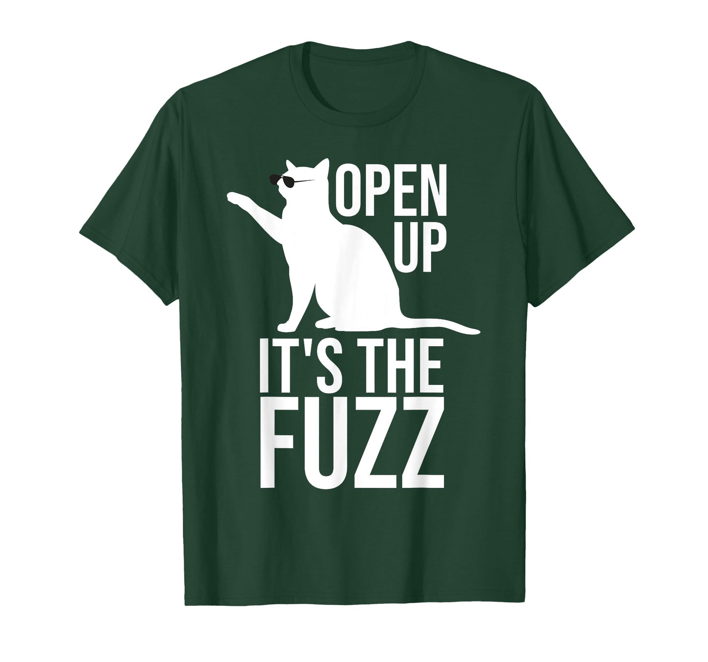 Funny Cat Shirt | The Fuzz Kitten Scratching Door Cat Pun T-Shirt for Men Women Kids