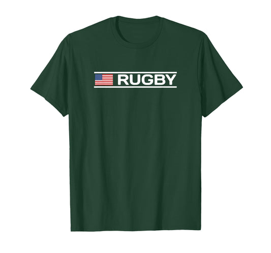 Rugby Text with USA Flag T-Shirt