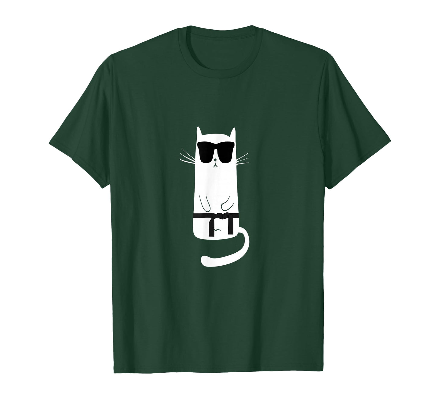 Funny Cat Wearing Sunglasses Karate Judo Black Belt T-Shirt