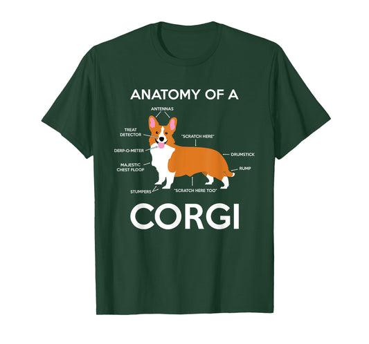 Anatomy Of A Corgi Funny Corgis Dog Puppy Nerd Biology Dogs T-Shirt