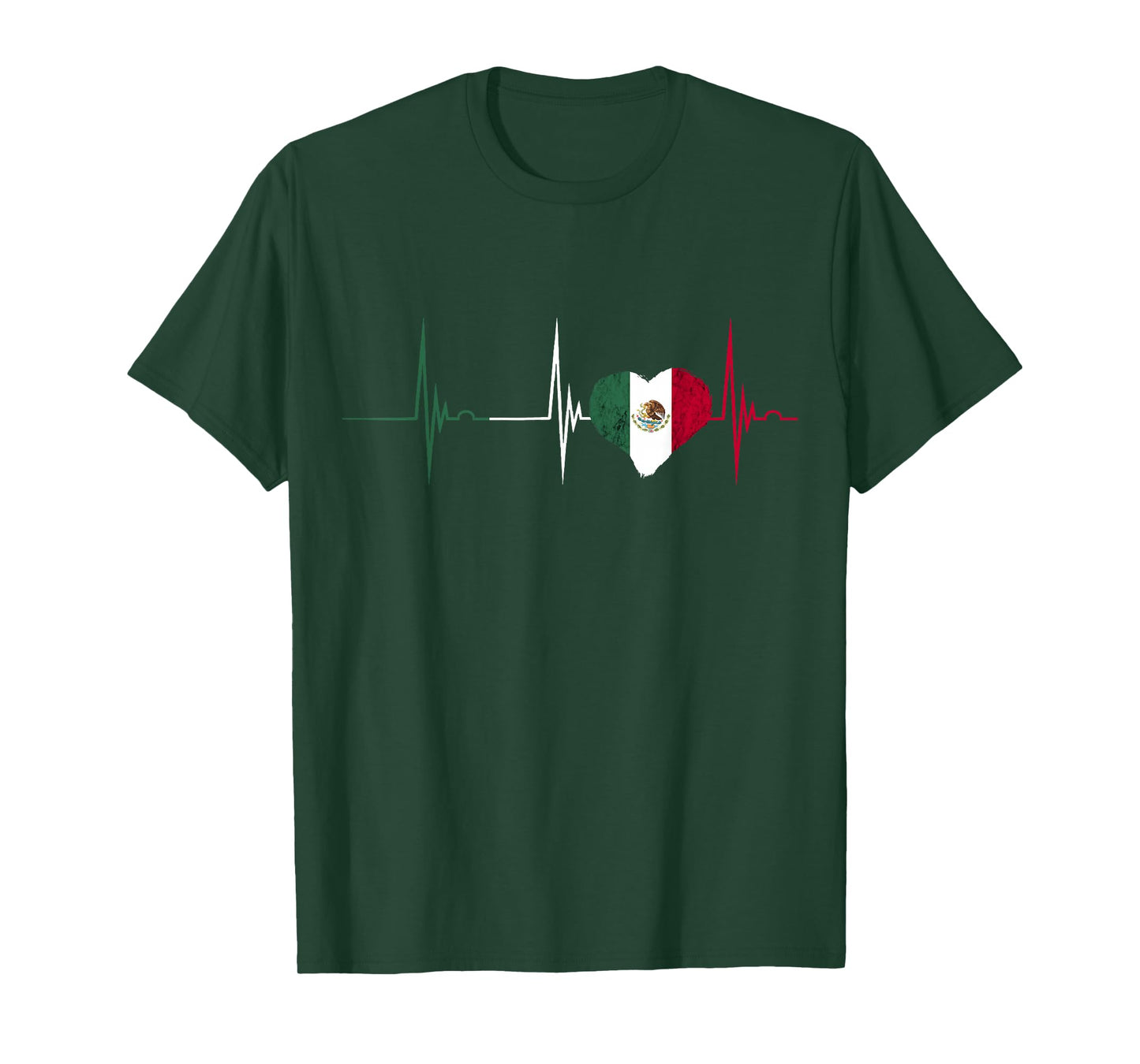 Mexican Flag Cardiogram Heartbeat EKG Pulse Heart Mexico T-Shirt