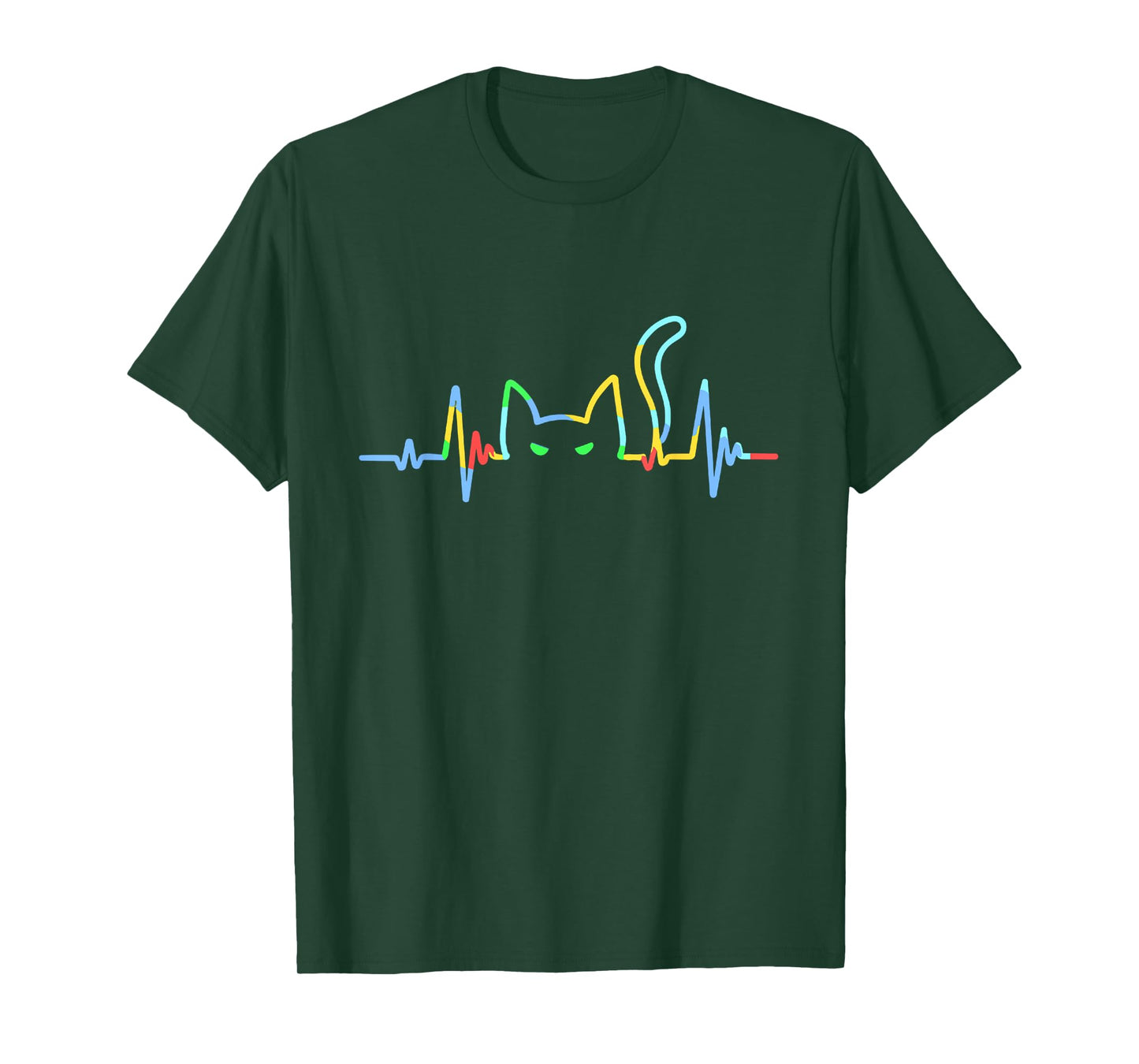 Funny Heartbeat Cat Lover Animal Silhouette Cute Cat Design T-Shirt