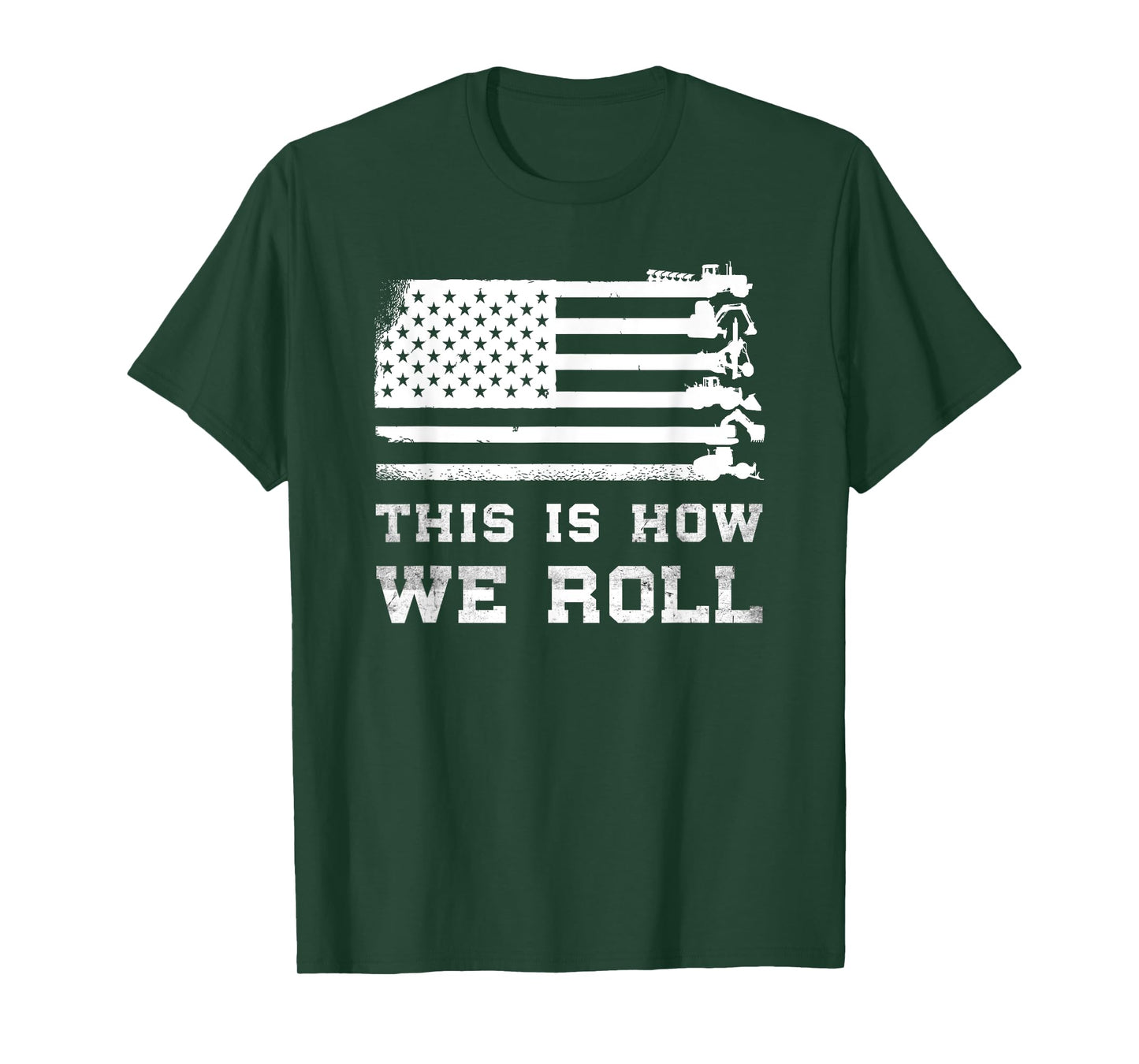 Patriotic Construction Worker USA Heavy Equipment Operator T-Shirt