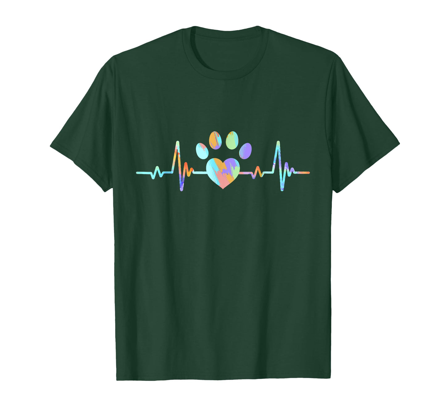 Heartbeat Dog Lover Paw Funny Men Women Kids T-Shirt