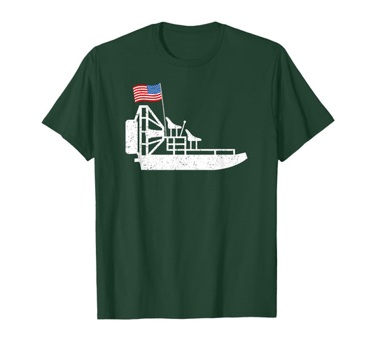 Airboat 4th of July USA Flag Swamp Boat Fanboat Patriotic T-Shirt
