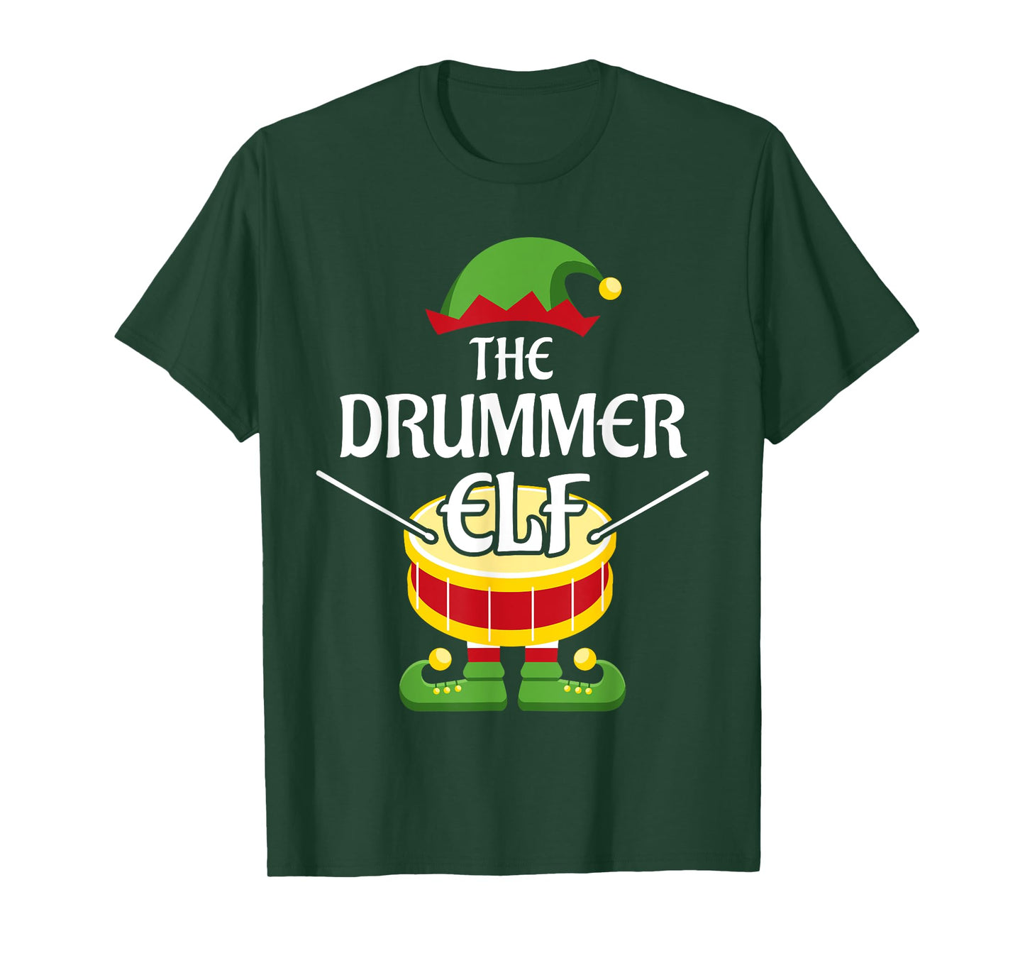 Drummer Elf Family Matching Group Christmas Drum T-Shirt