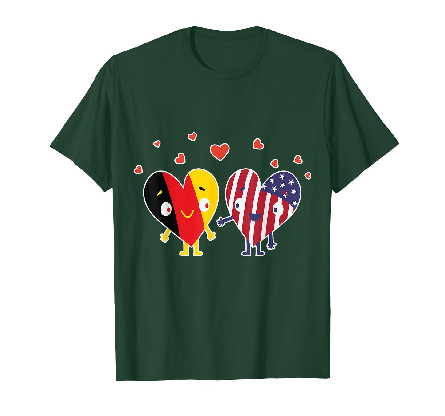 German and American Flag USA Heart Gift T-Shirt