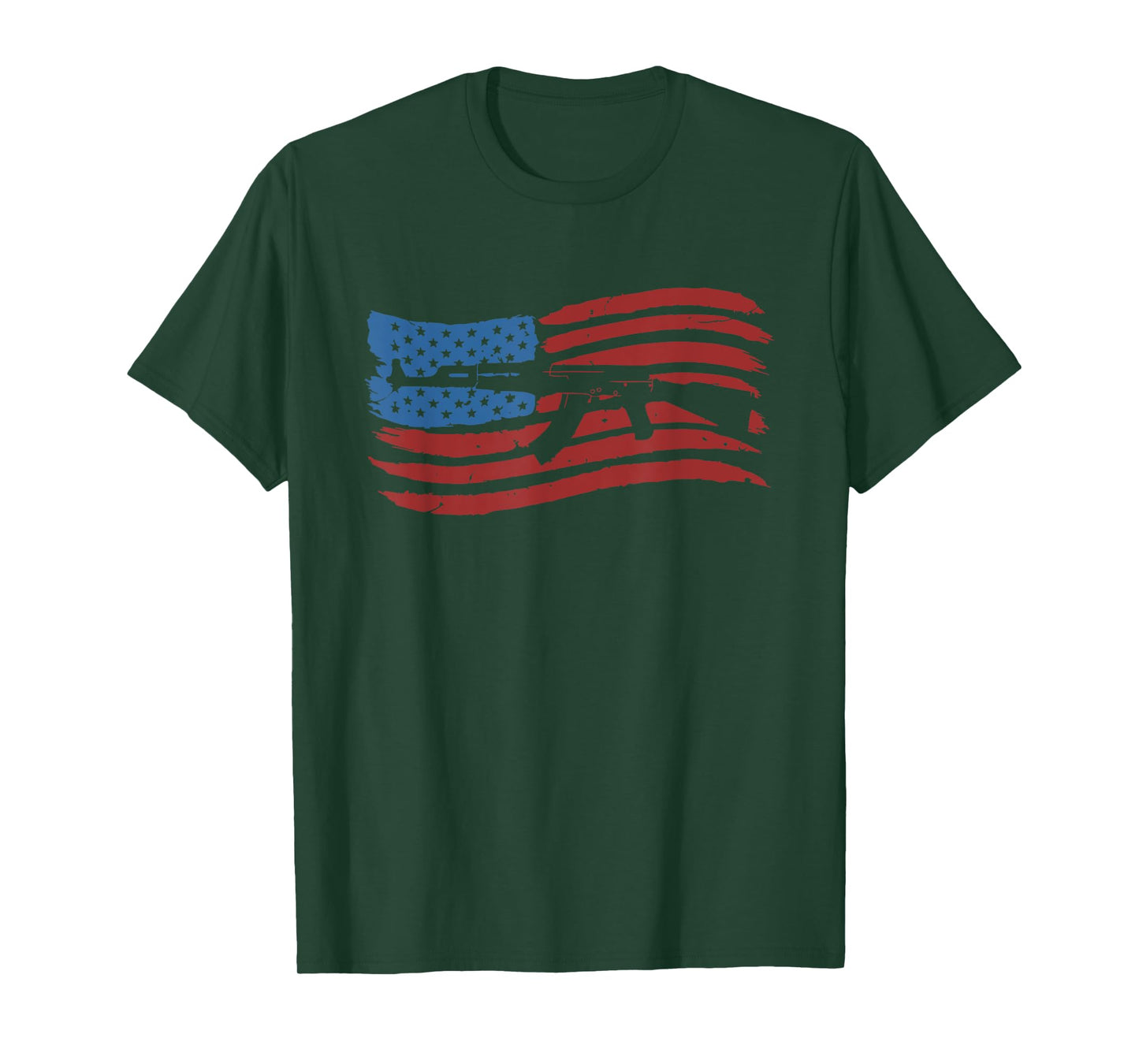 American Flag With AK-47 Graphic Guns T Shirt T-Shirt for Women Men