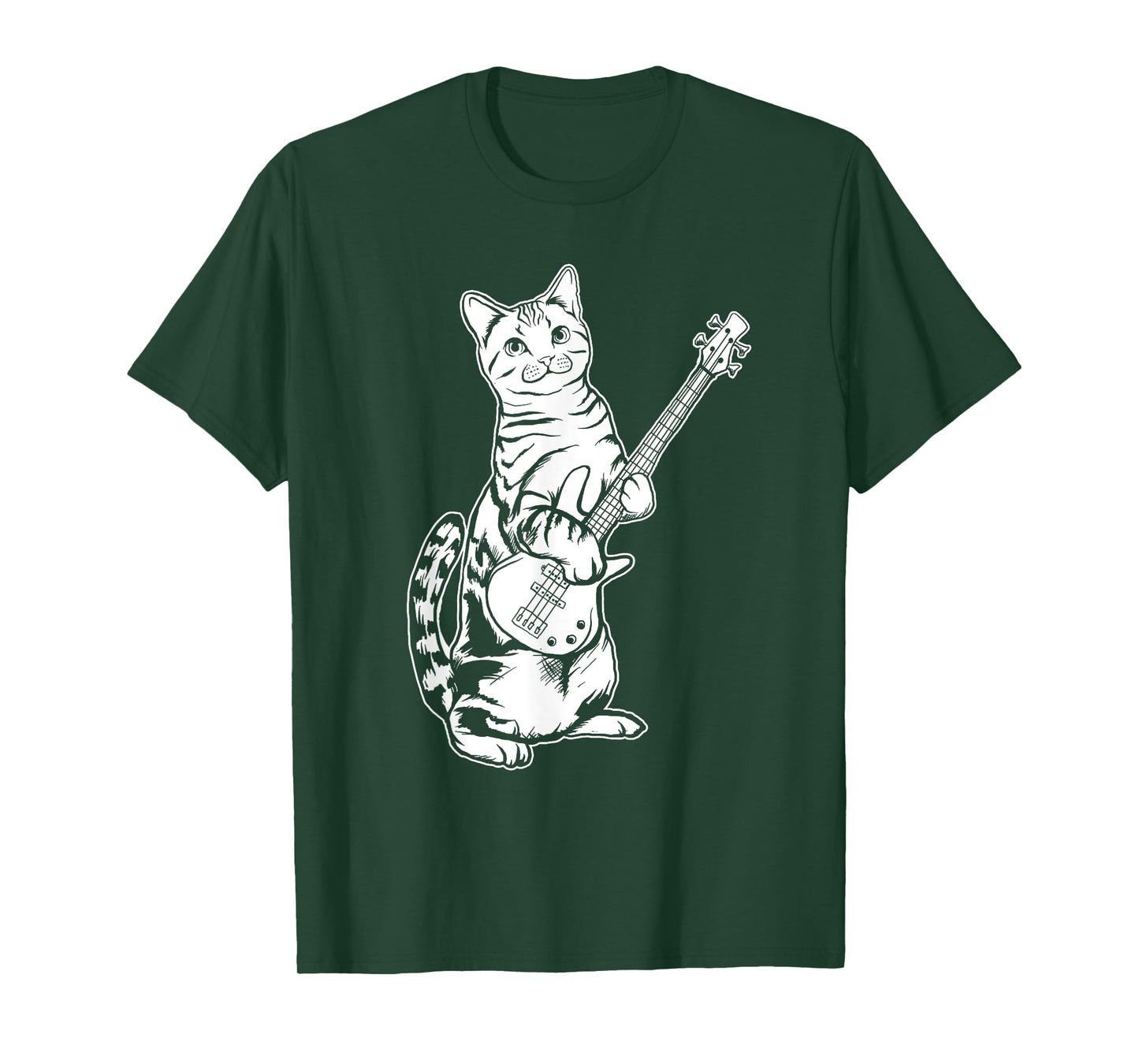 Funny Cat Playing Bass T-shirt Cool Musician T-Shirt for Men Women Girls Kids