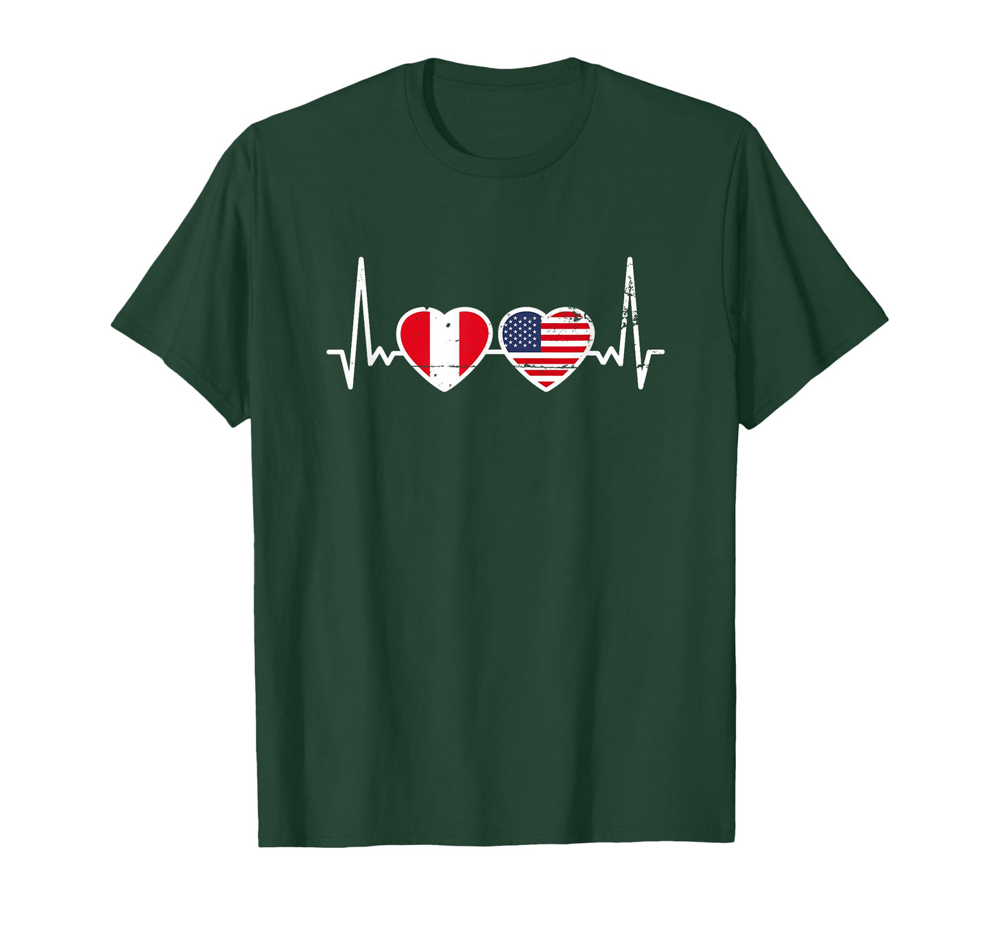 Peru USA Vintage Heartbeat Flag American Peruvian T-Shirt