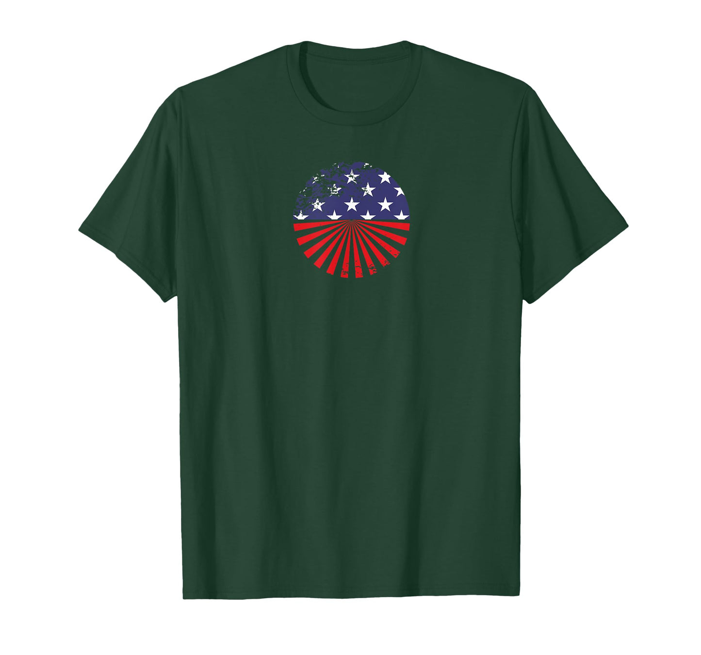 American Flag Vintage Retro Round Distressed Design T-Shirt