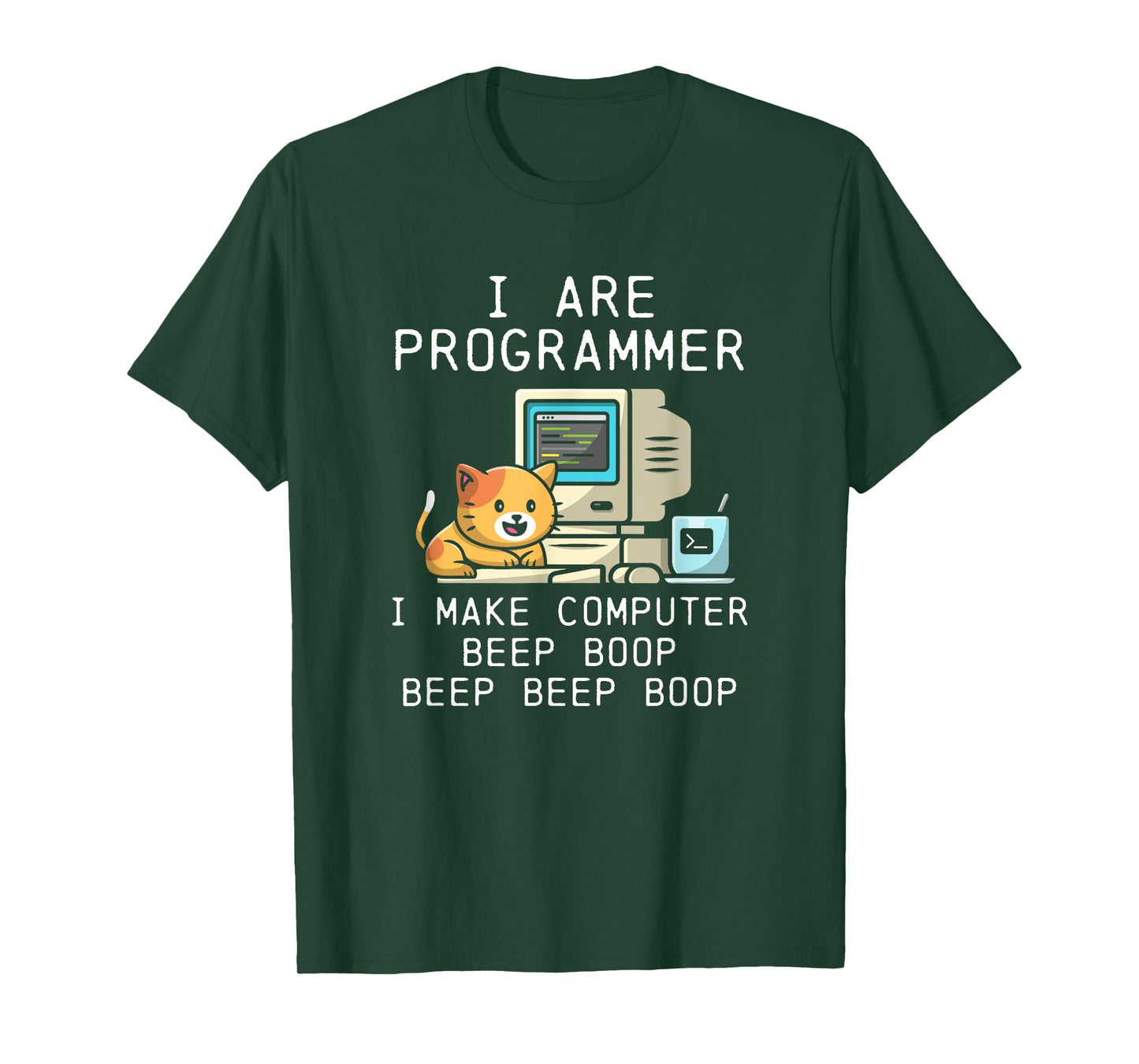 Programmer Cat Beep Boop Coding T-Shirt for Men Women