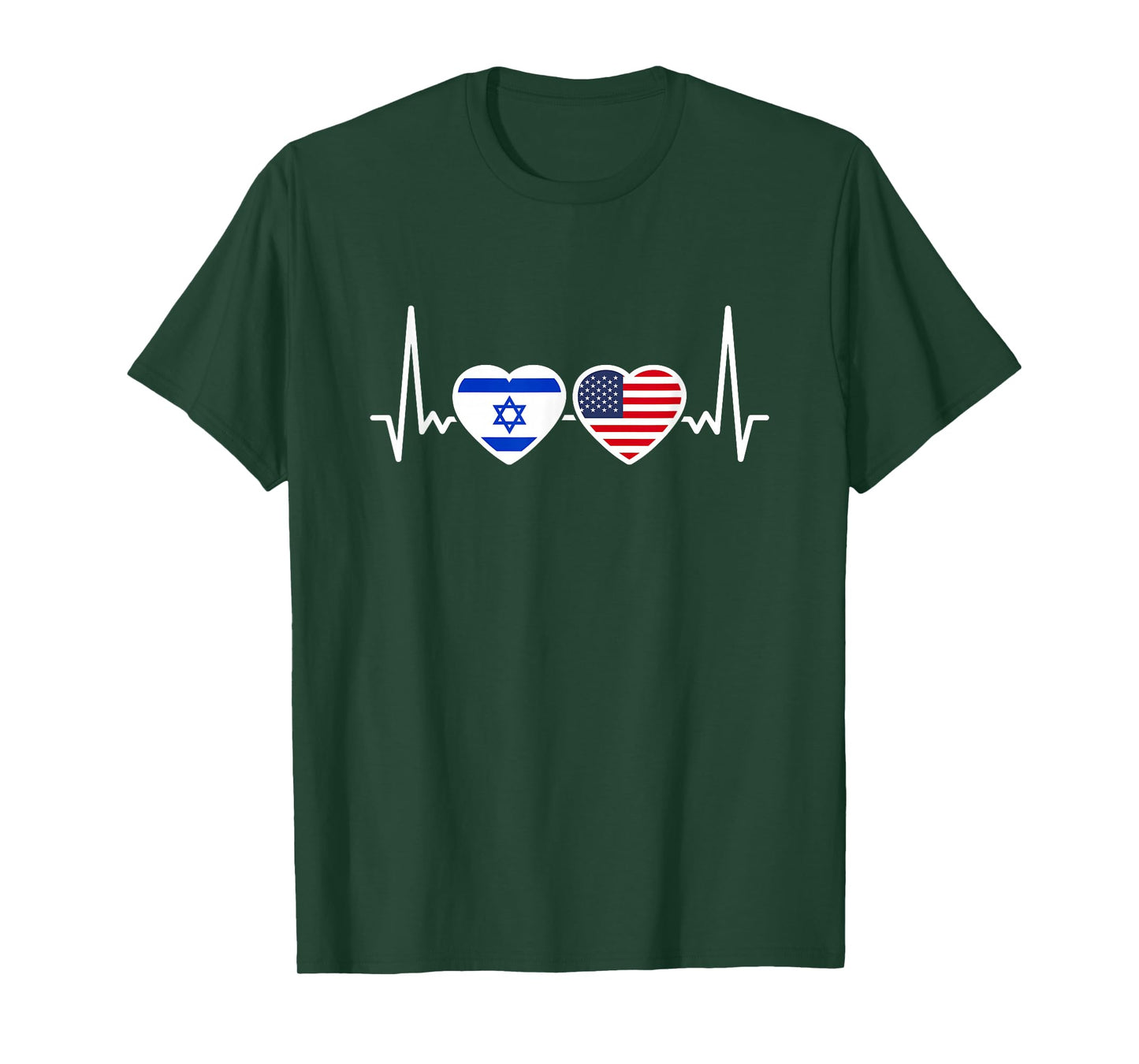 Israel USA Heartbeat Flag American Israeli T-Shirt