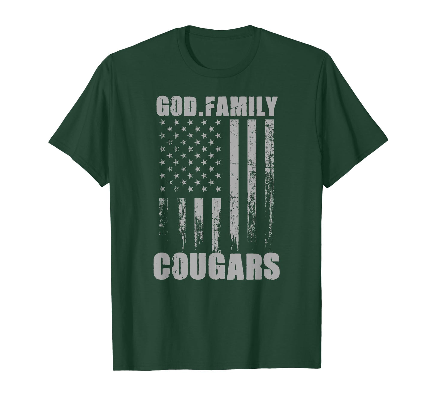 Chino Valley Cougars God. Family. Vintage USA Flag T-Shirt