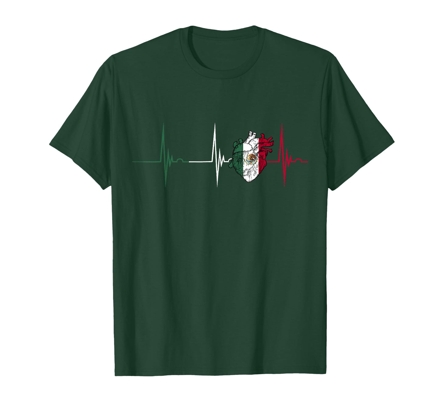 Mexico Heart Mexico Flag Heartbeat EKG Pulse Mexican Pride T-Shirt Small
