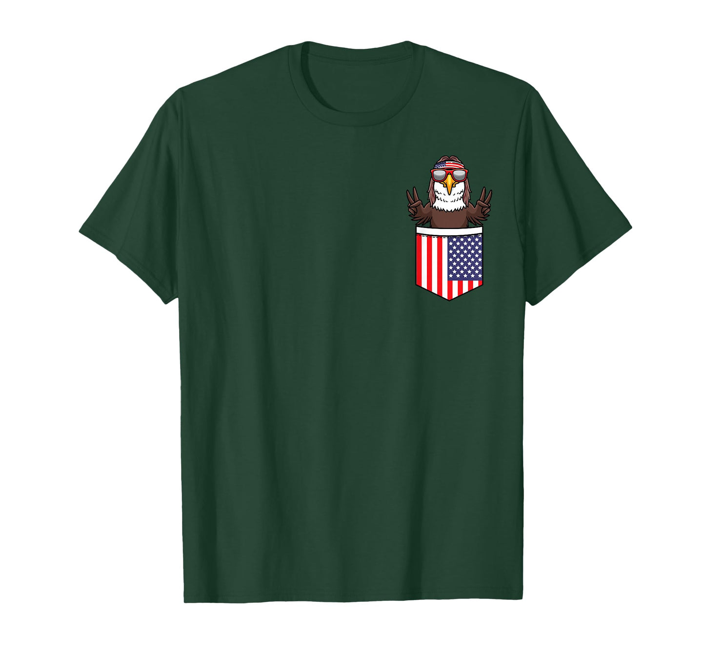 Eagle in Pocket Patriotic Independence Day 4th of July USA T-Shirt