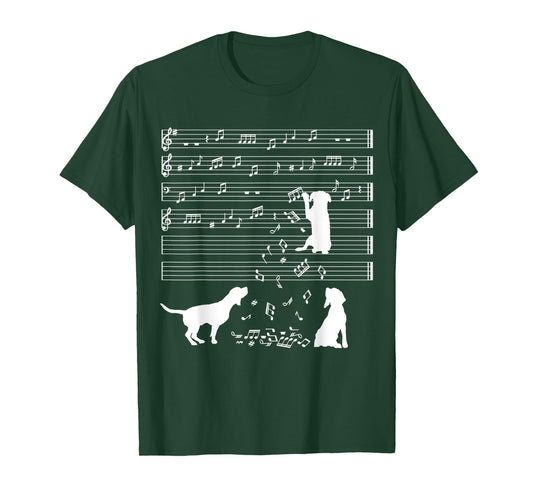 Cute Canine Dog Musical Note Clef Musician T-Shirt for Men Women Kids
