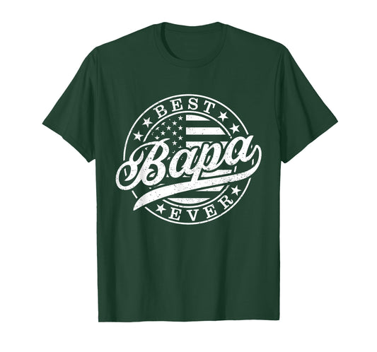 Best Bapa Ever American US Flag Funny Grandpa Father's Day T-Shirt