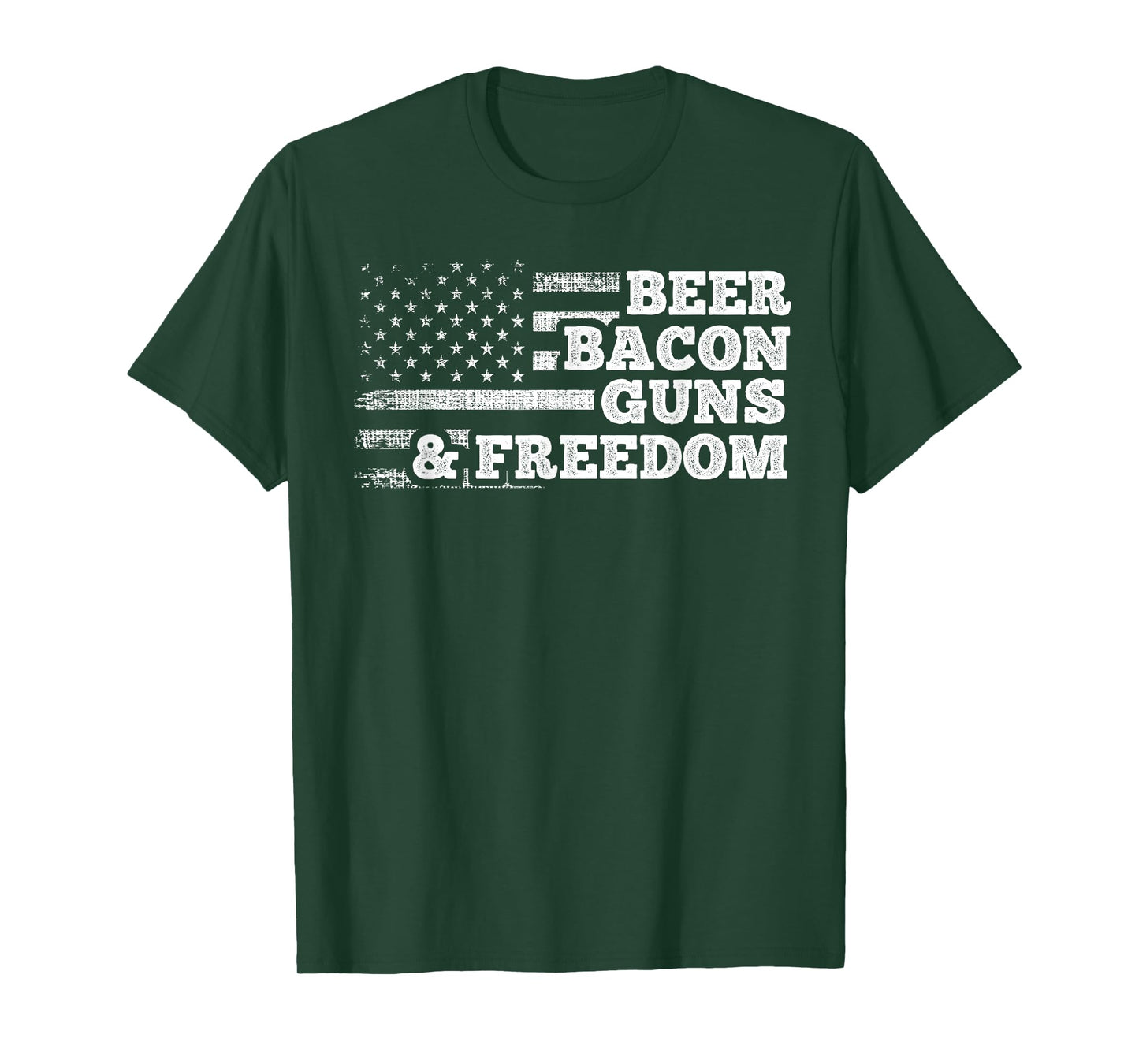Beer Bacon Guns And Freedom American Flag T-Shirt