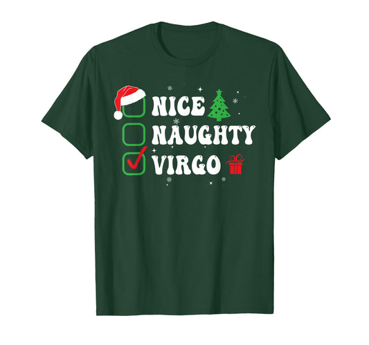 Naughty Nice Virgo Zodiac Xmas List Funny Christmas T-Shirt