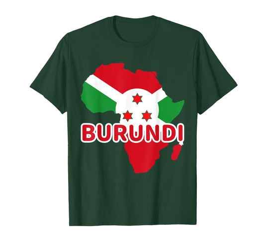Burundi Burundian Pride Flag Map Africa Print T-Shirt