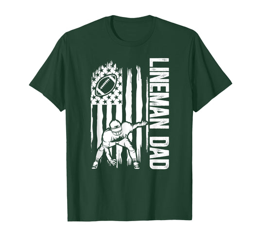 Football Lineman Dad Of A Football Lineman Father US Flag T-Shirt