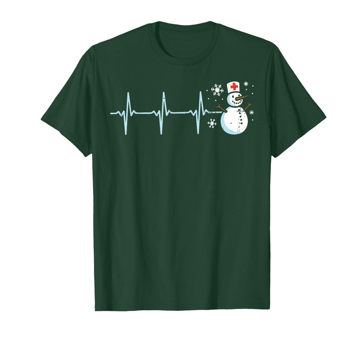 Christmas Heartbeat Snowman Nurse Xmas Scrub Top Women Men T-Shirt
