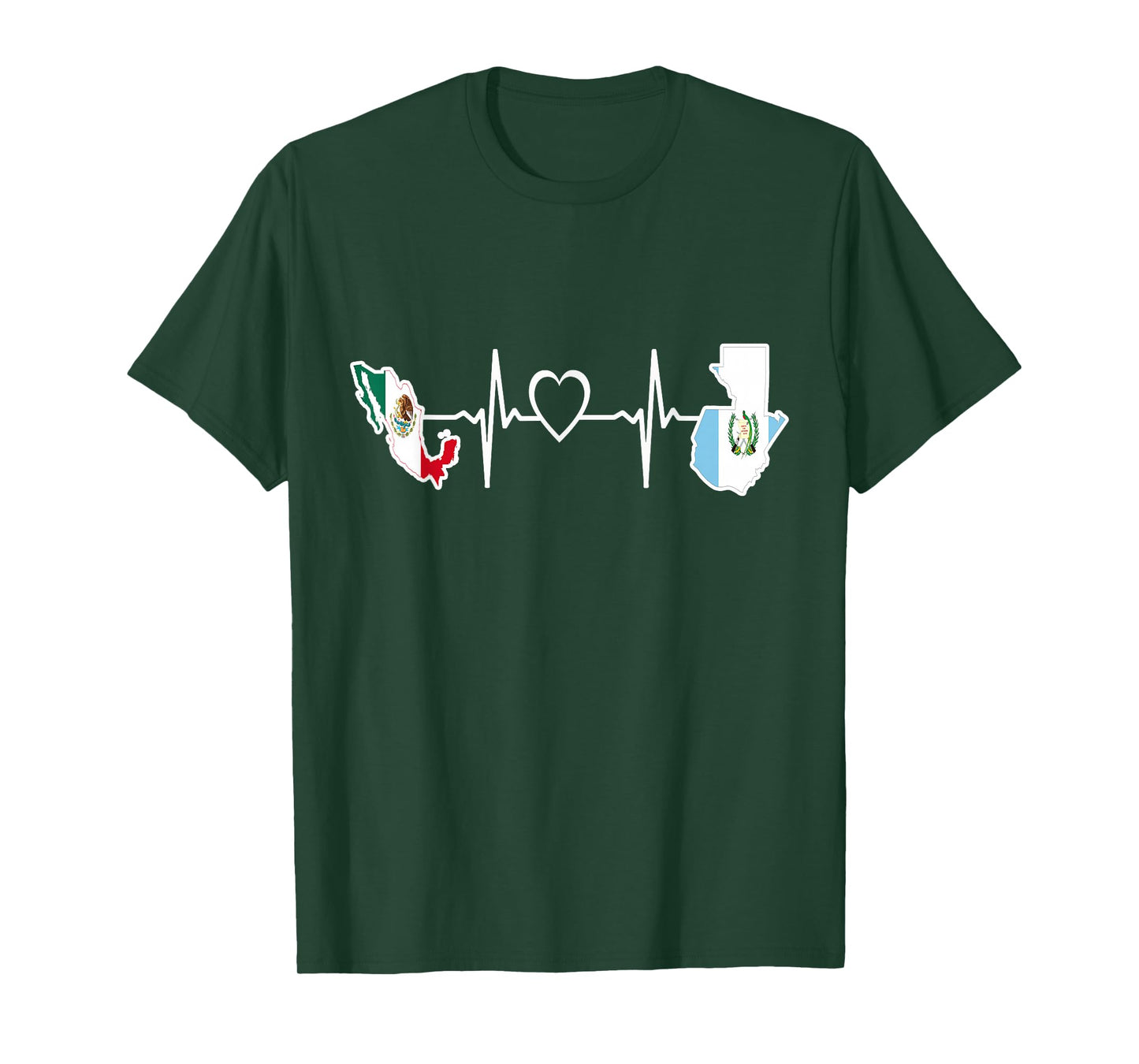 Mexican Guatemalan Flag Shirt Guatemala Mexico Heartbeat T-Shirt
