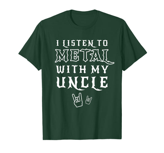 I Listen To Metal With My Uncle T Shirt for Kids Rock Gift T-Shirt