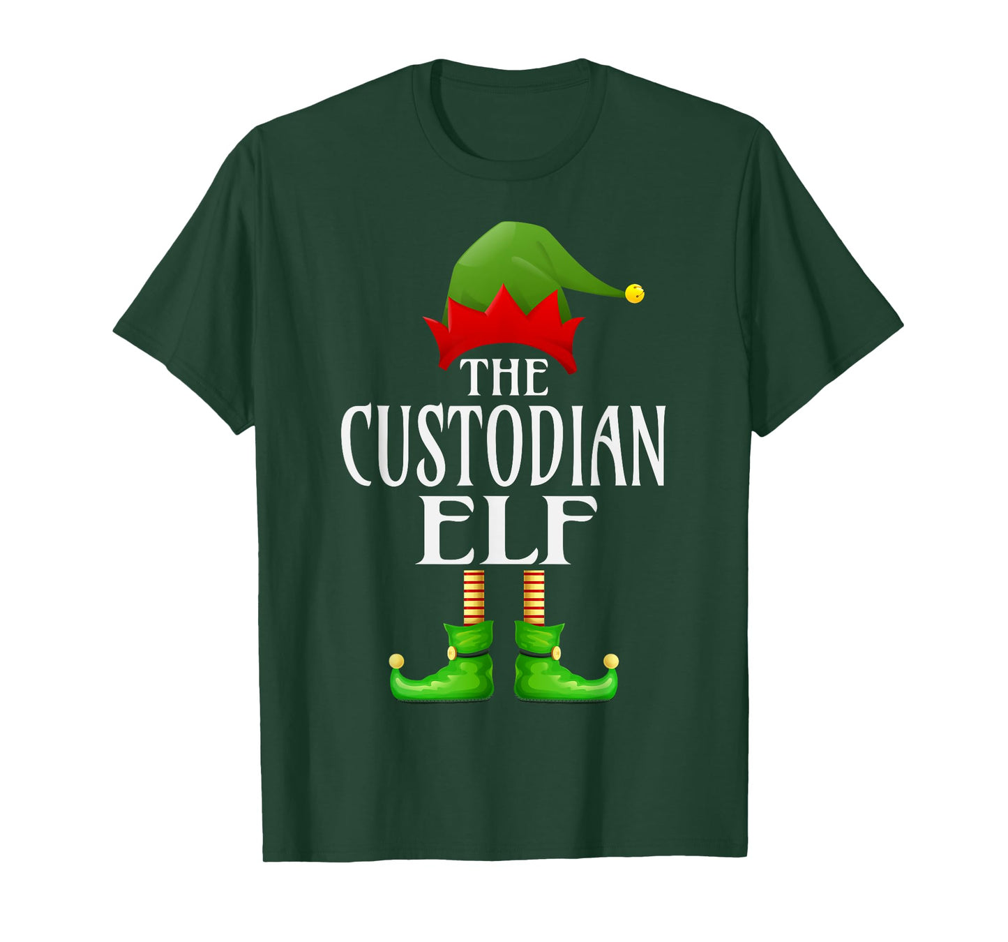 Custodian Elf Xmas Funny Family Matching Group Christmas T-Shirt