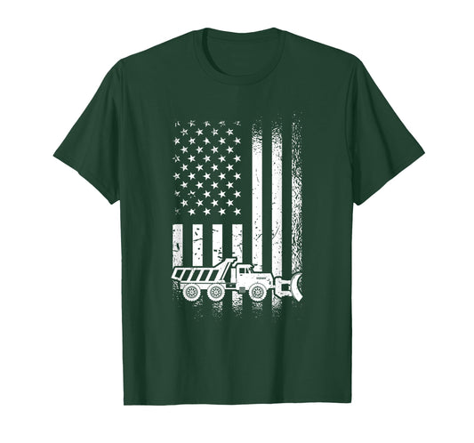 American Flag Snow Plow Driver, Snow Plowing Women Men T-Shirt