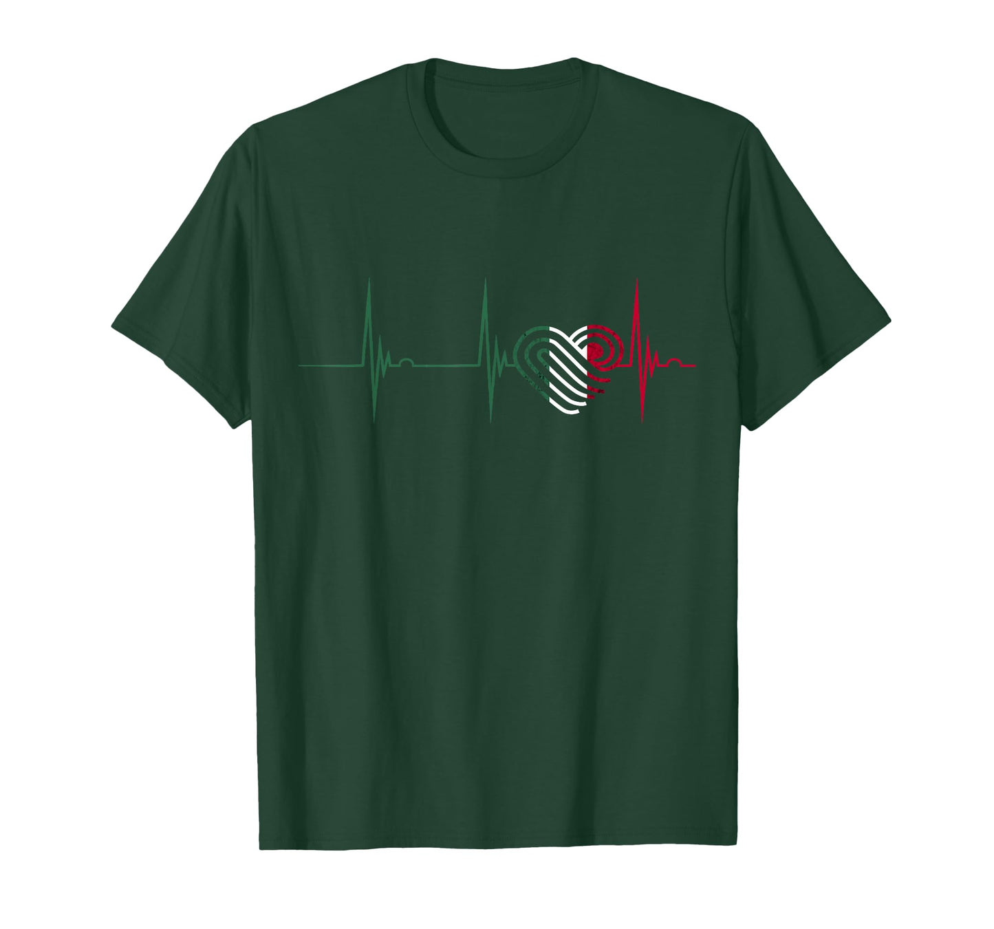 Mexican Flag Heart Mexico Heartbeat EKG Pulse Mexican Roots T-Shirt