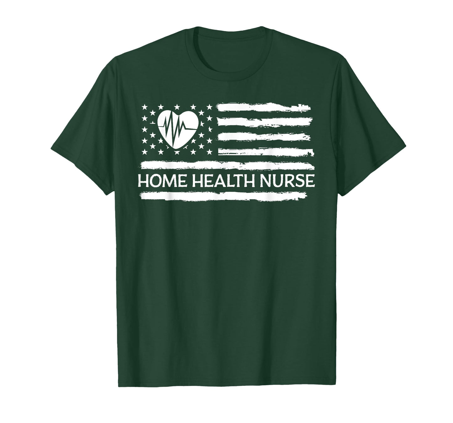 Home Health Nurse Heart American Flag Women Men T-Shirt
