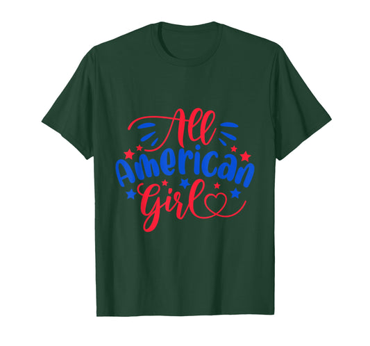All American Girl Independence Day 4th July USA Flag America T-Shirt