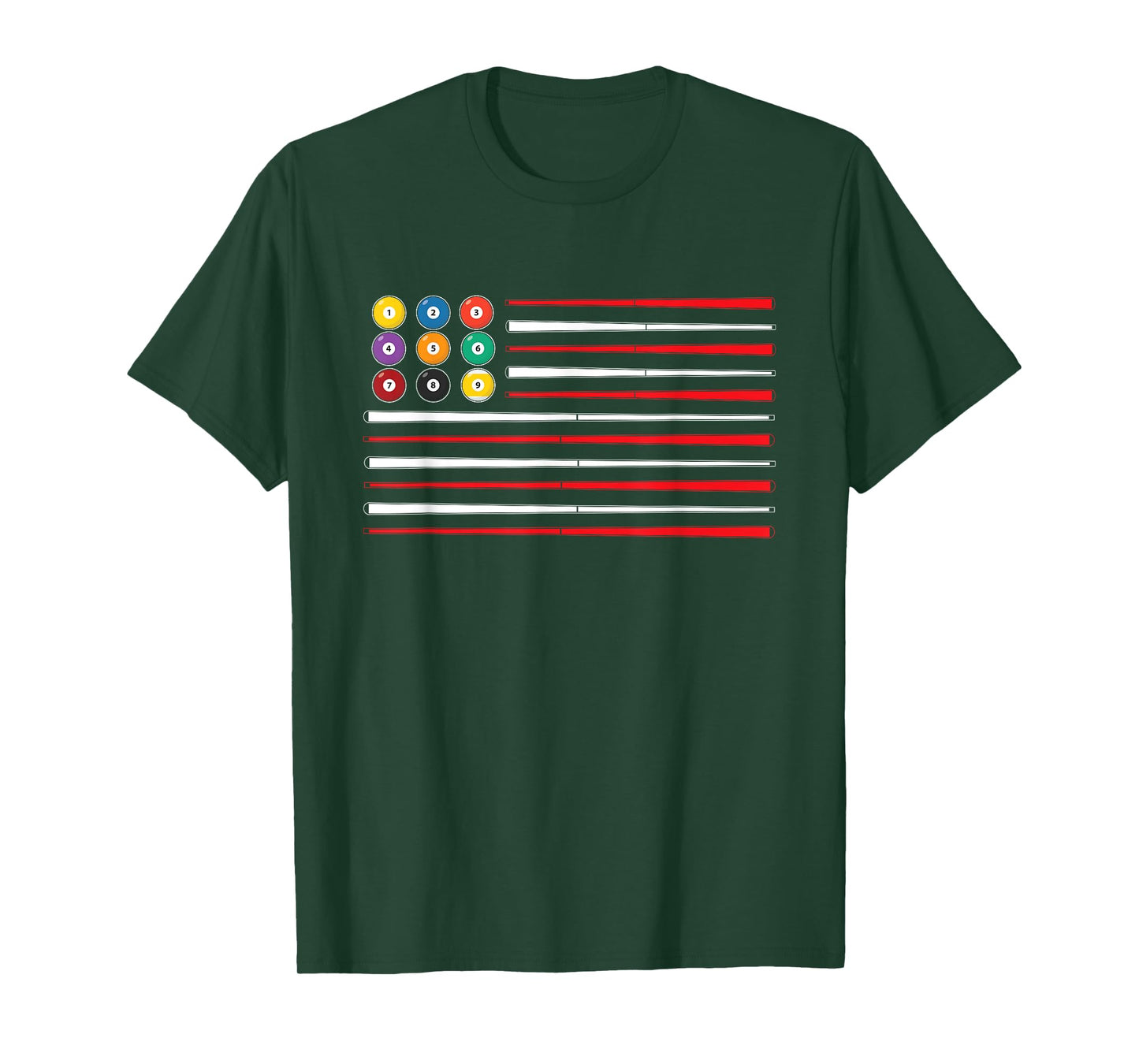 Billiards American Flag Cue Pool Balls Billiard Player Gift T-Shirt