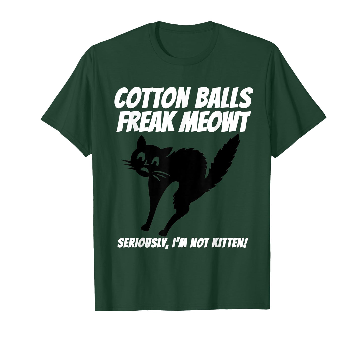 Funny Black Cat Pun Freak Meowt Quote Cotton Balls Phobia T-Shirt