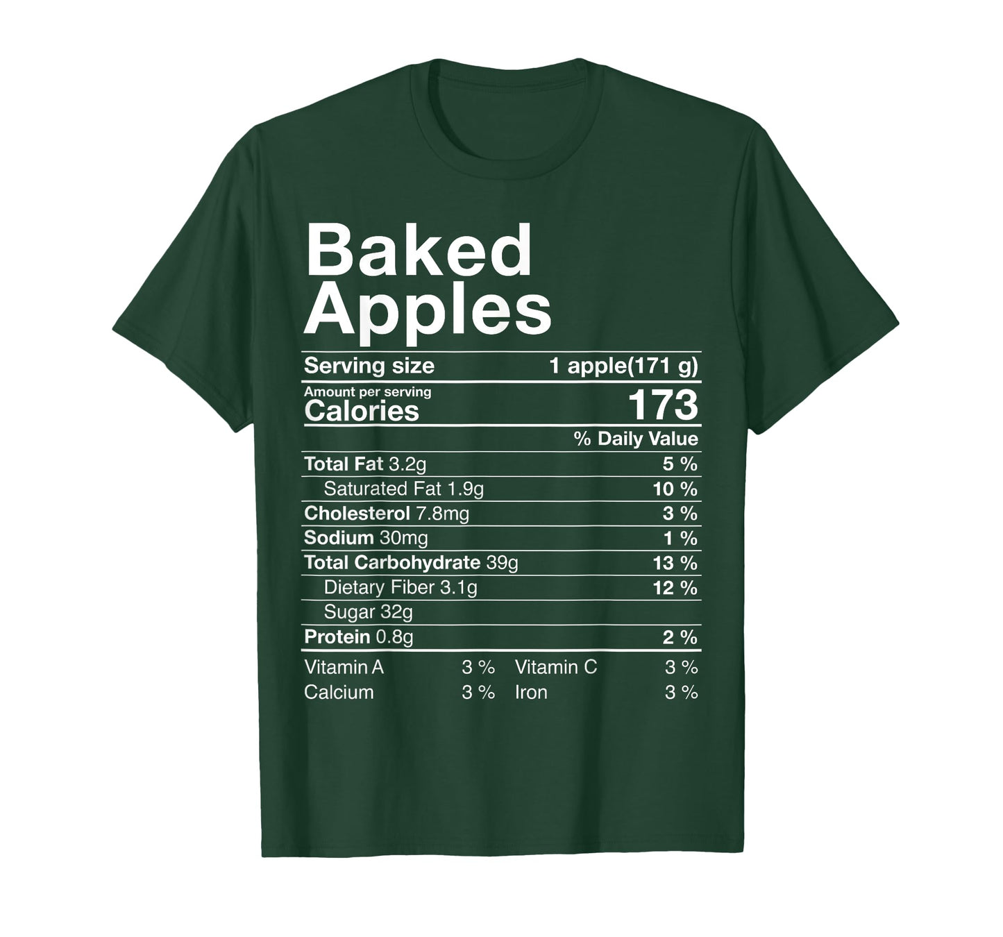 Baked Apples Nutrition Facts Thanksgiving Gifts Turkey Day T-Shirt