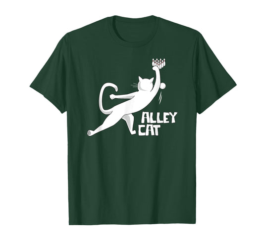 Cute Alley Cat Bowling Design for Cat Pun Loving Bowlers T-Shirt for Men Women Kids
