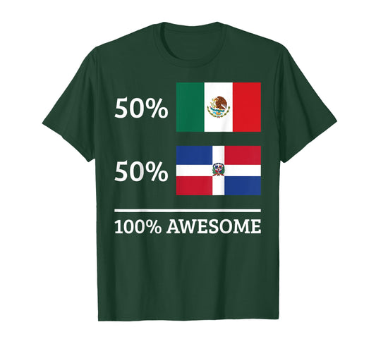 50% Mexican 50% Dominican Republic Mexico Flag Heritage T-Shirt