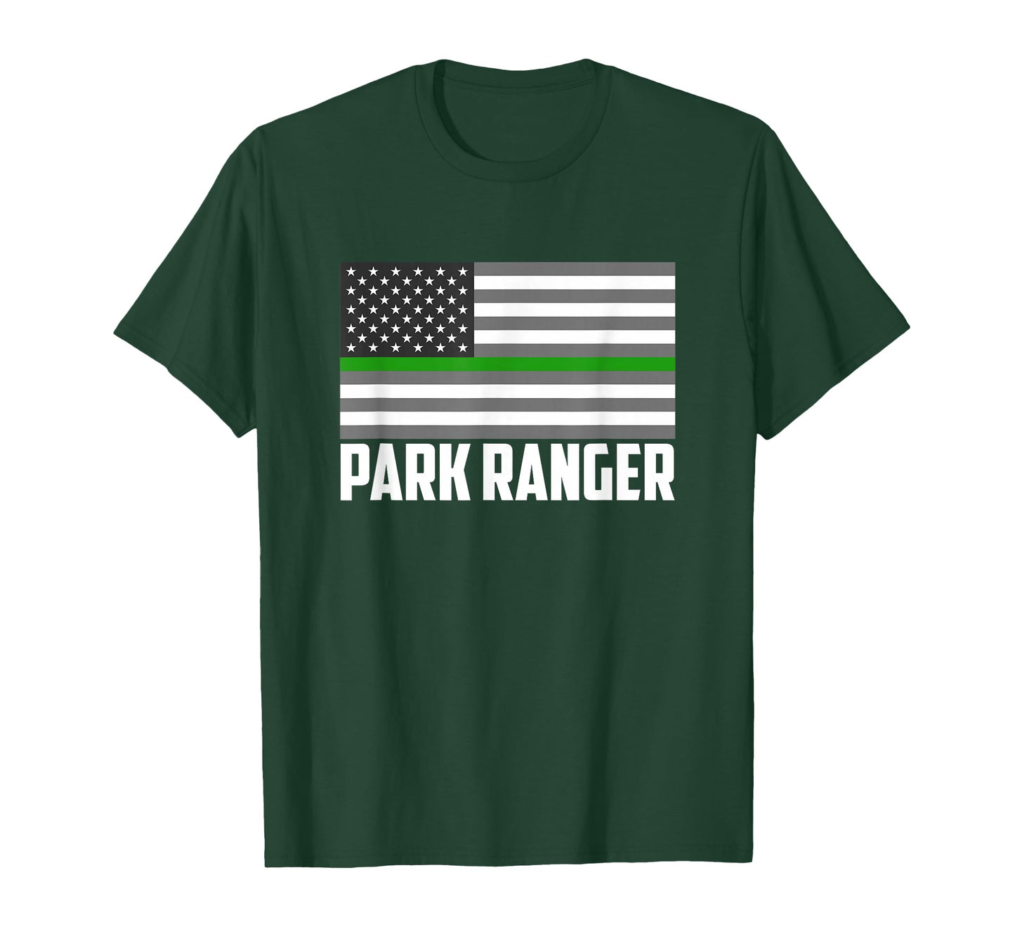 Park Ranger Green Line American Flag Wildlife Game Warden T-Shirt