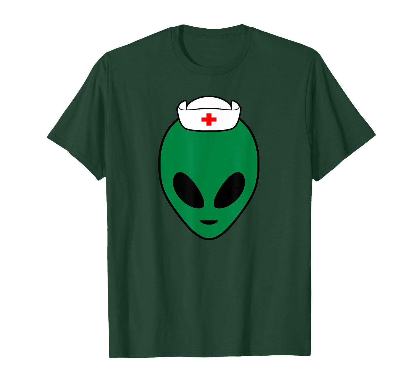 Cool Green Alien Head With Nurse's Hat Funny - Nurse Alien T-Shirt