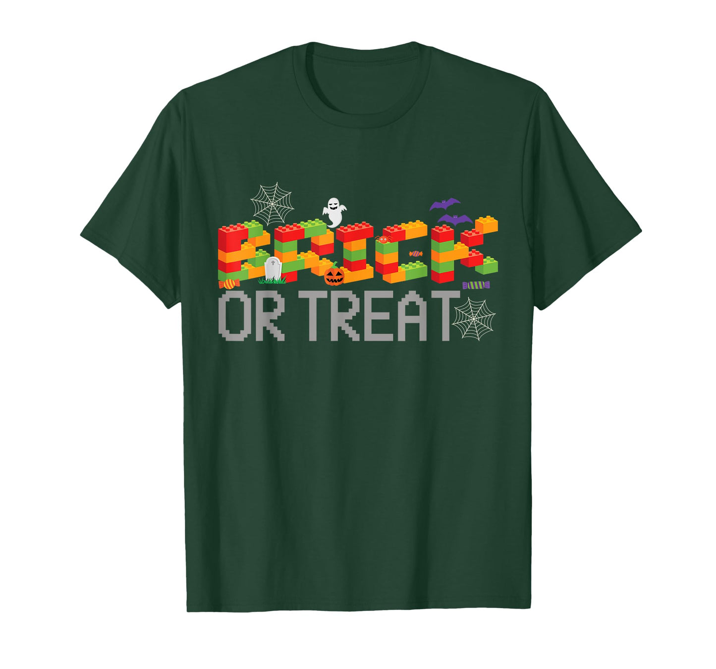 Brick Or Treat Halloween Brick Master Builder Block Building T-Shirt