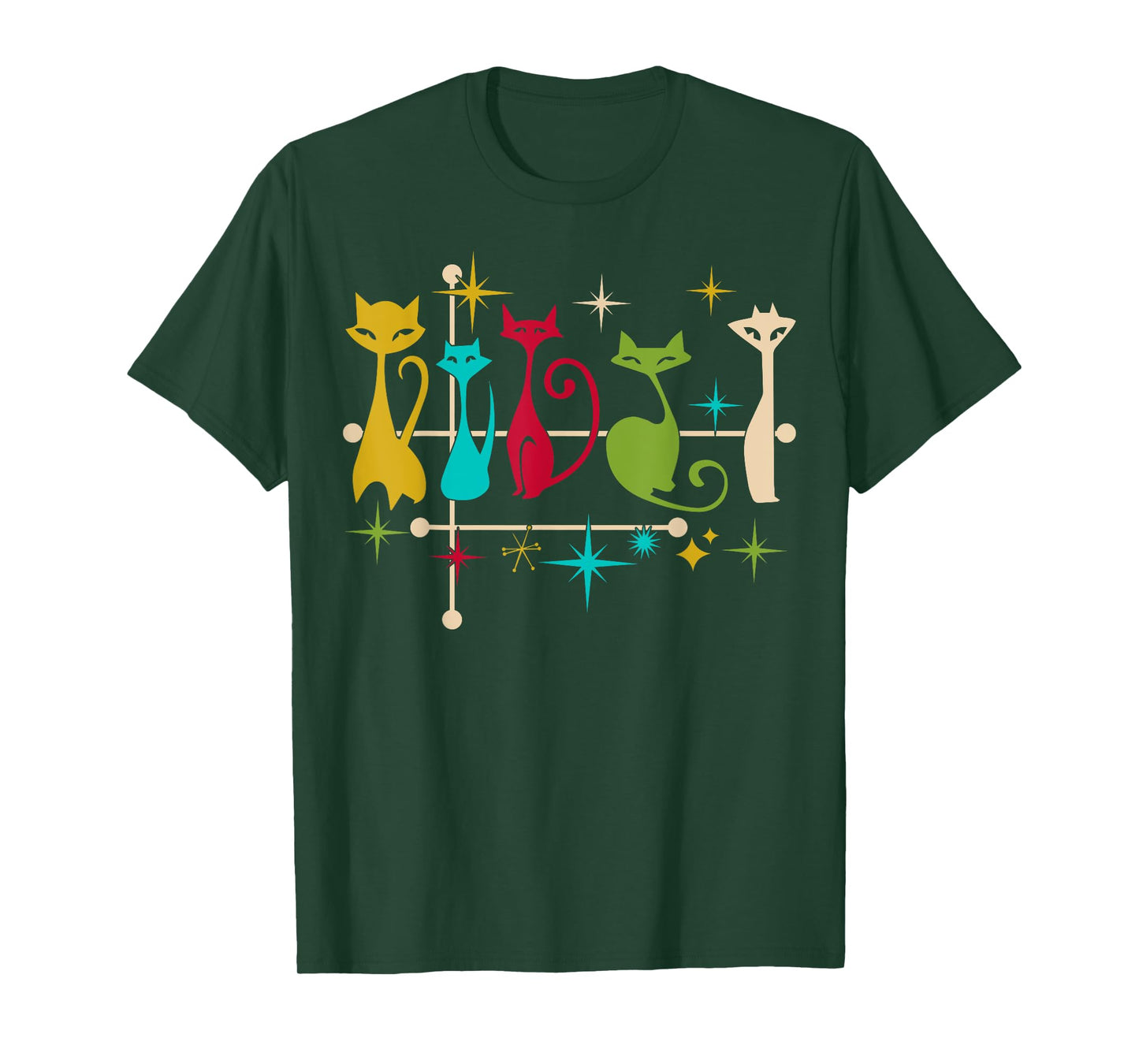 Mid Century Modern Look Cats - Retro Vintage 50s 60s Style T-Shirt