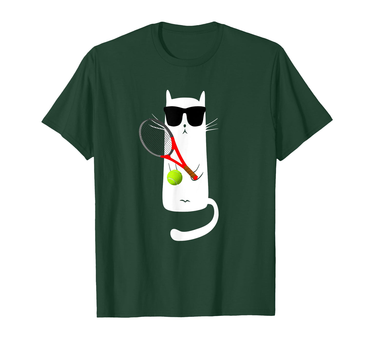 Funny Cat Wearing Sunglasses Playing Tennis T-Shirt