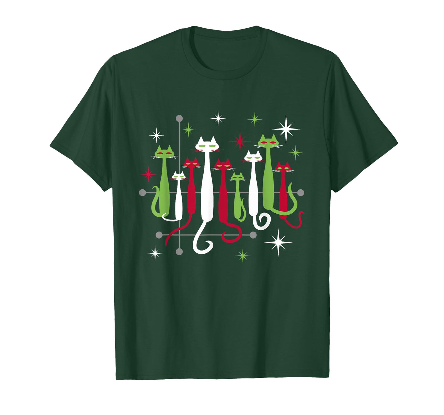 Vintage Retro Mid-Century Modern Christmas Cats 50s 60s Look T-Shirt
