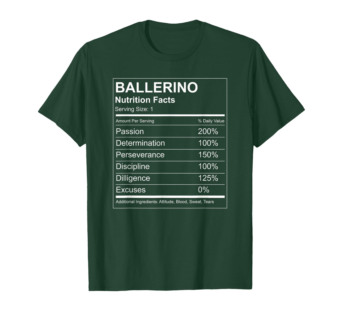 Ballerino Nutrition Facts Funny T-shirt - Male Ballet Dancer T-Shirt