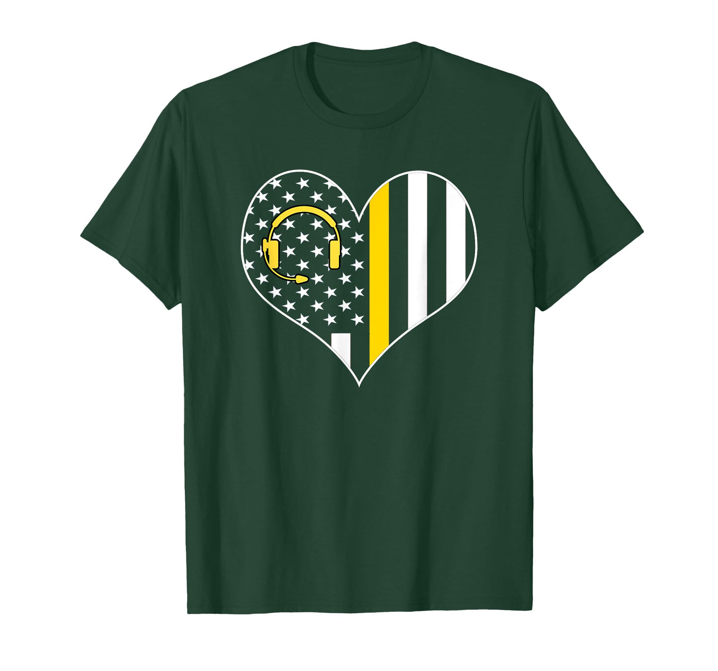 911 Dispatcher Gold Line USA Flag Emergency Dispatchers Gift T-Shirt