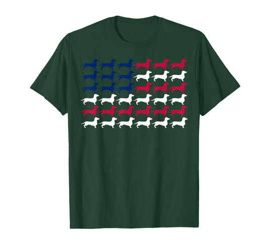 Dachshund American Flag USA Patriotic Dog Lover 4th of July T-Shirt